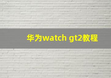 华为watch gt2教程